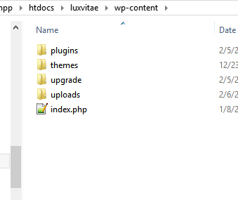 Estructura de carpetas del sitio WordPress