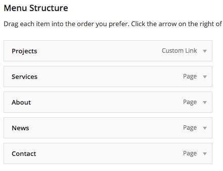 Esempio di menu WordPress con link personalizzato