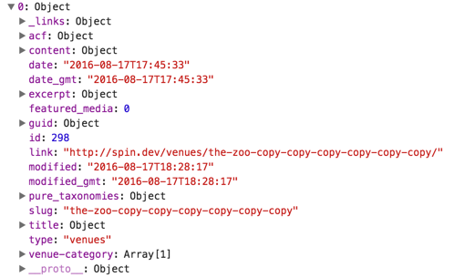 Screenshot della risposta API standard con dati completi