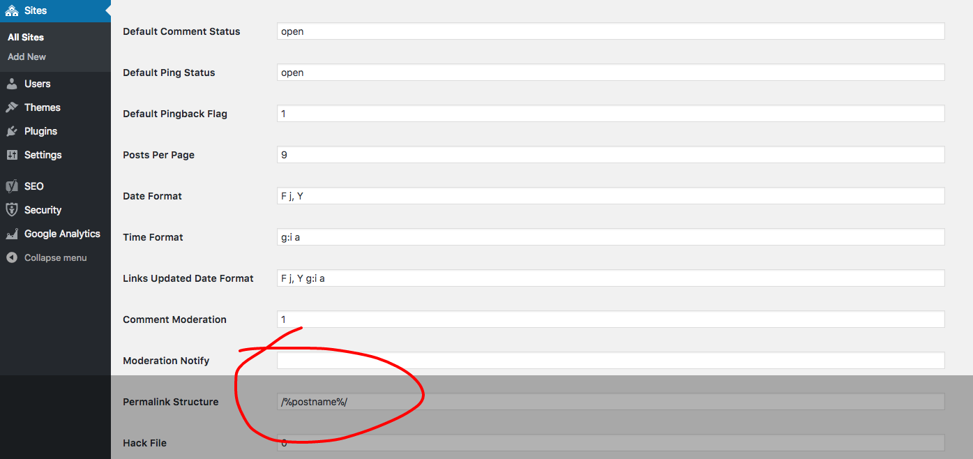 screenshot delle impostazioni di Amministrazione di Rete