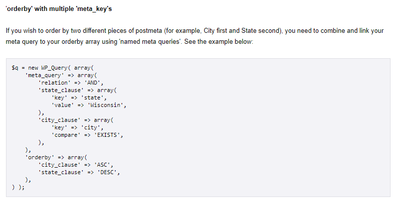 Ordinamento con più meta_key in WordPress