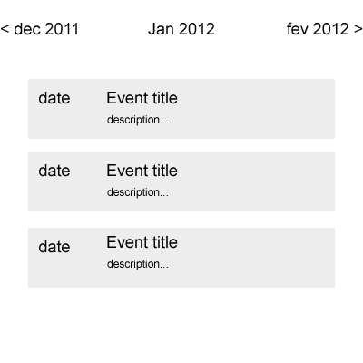 Ejemplo de vista de calendario mensual