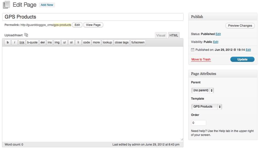 Schermata di configurazione permalink e template in WordPress