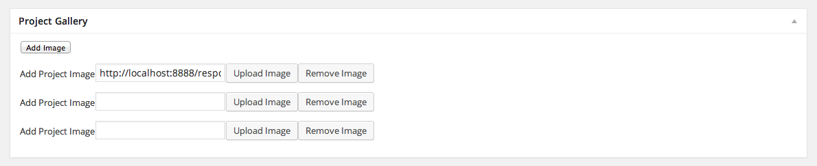 Exemplu interfață încărcare imagini WordPress