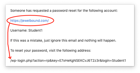 exemplu email resetare parolă WordPress