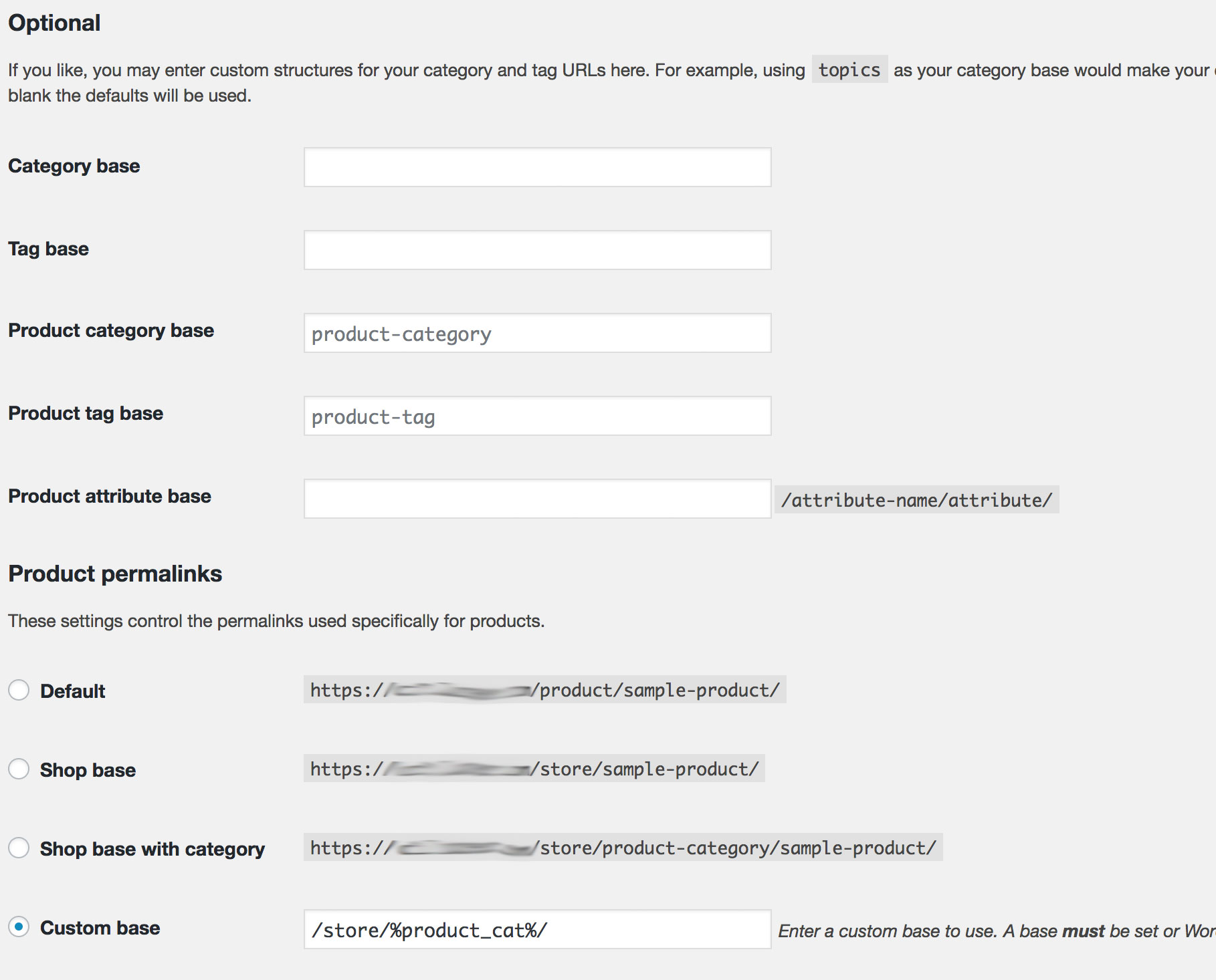 Configuración de enlaces permanentes de WooCommerce
