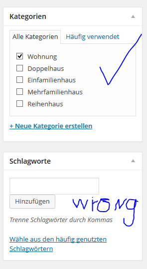 Categorii personalizate vs etichete personalizate