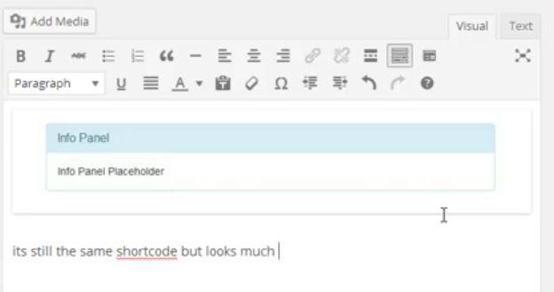 Captura de pantalla del editor de shortcodes