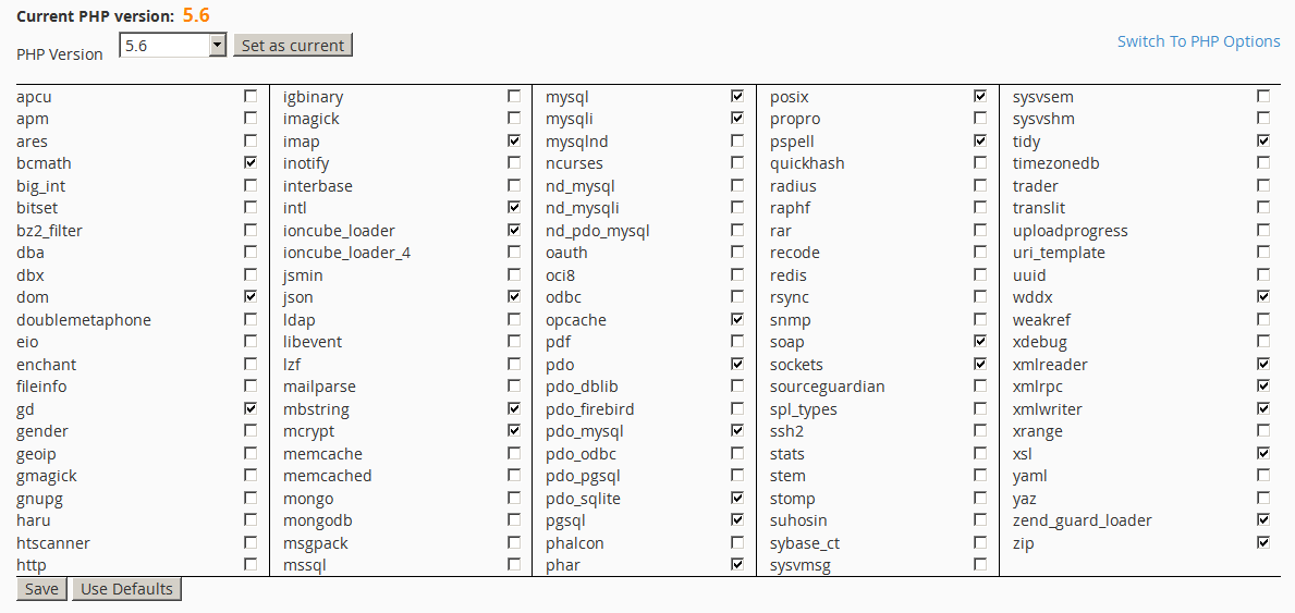 Módulos PHP 5.6