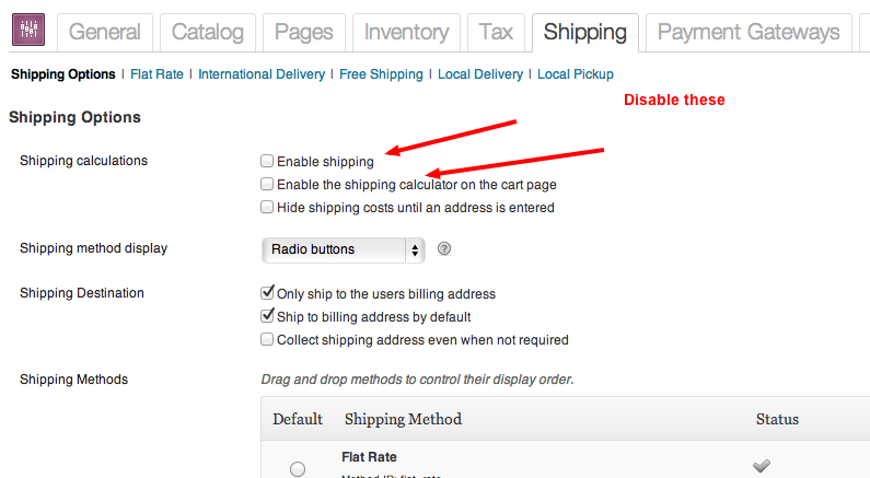 Impostazioni WooCommerce