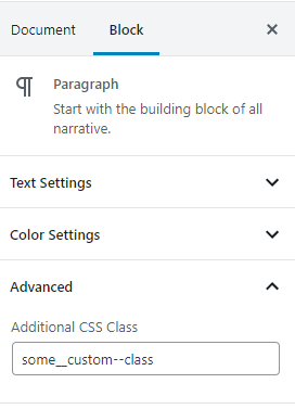 Добавление пользовательского CSS-класса в Гутенберге