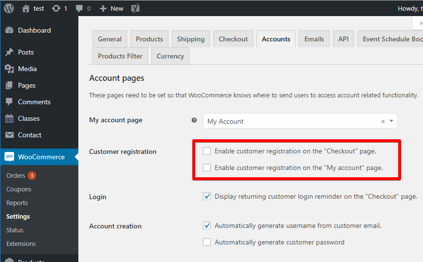 Desactivar registro de clientes en WooCommerce