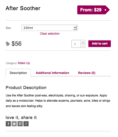 Esempio di visualizzazione prezzi variabili in WooCommerce