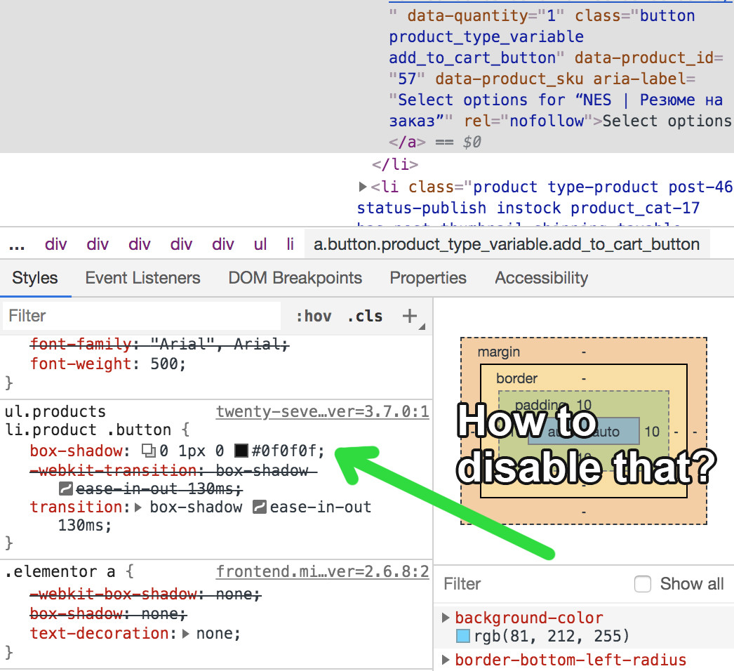 Ejemplo del efecto hover en productos