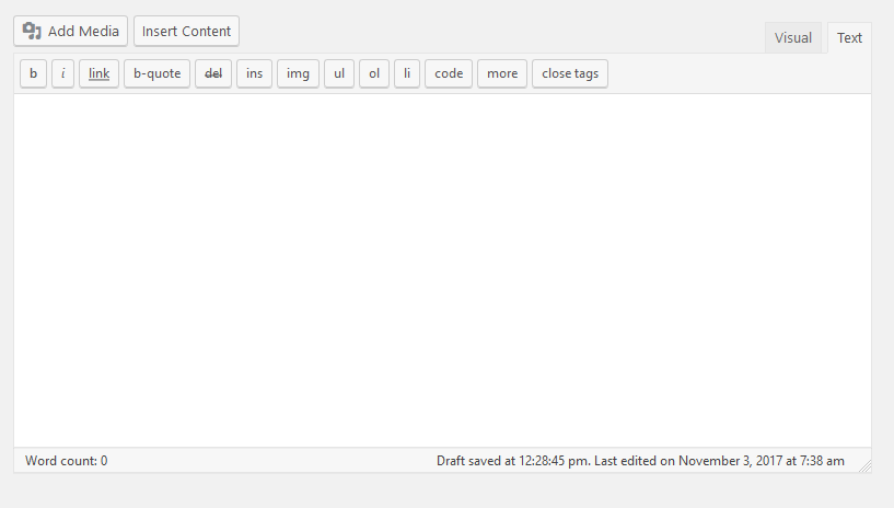 Butonul Insert Content lângă Add Media în editorul WordPress