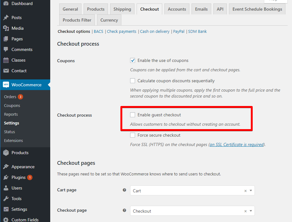 Desactivar compra como invitado en WooCommerce