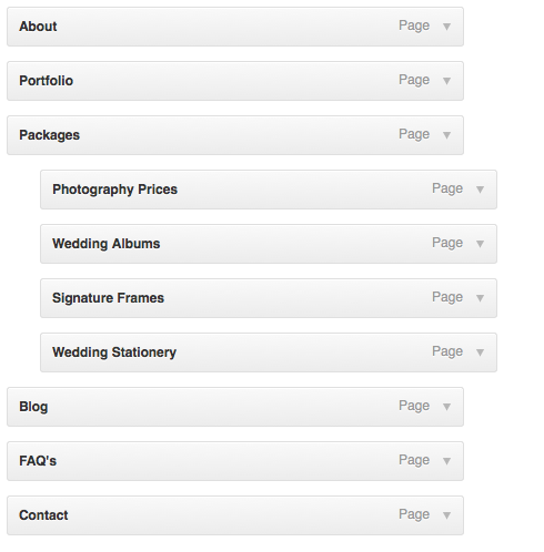 exemplu meniu dropdown WordPress